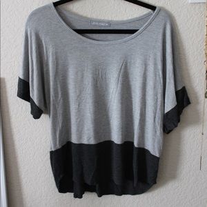 Off the shoulder color block shirt